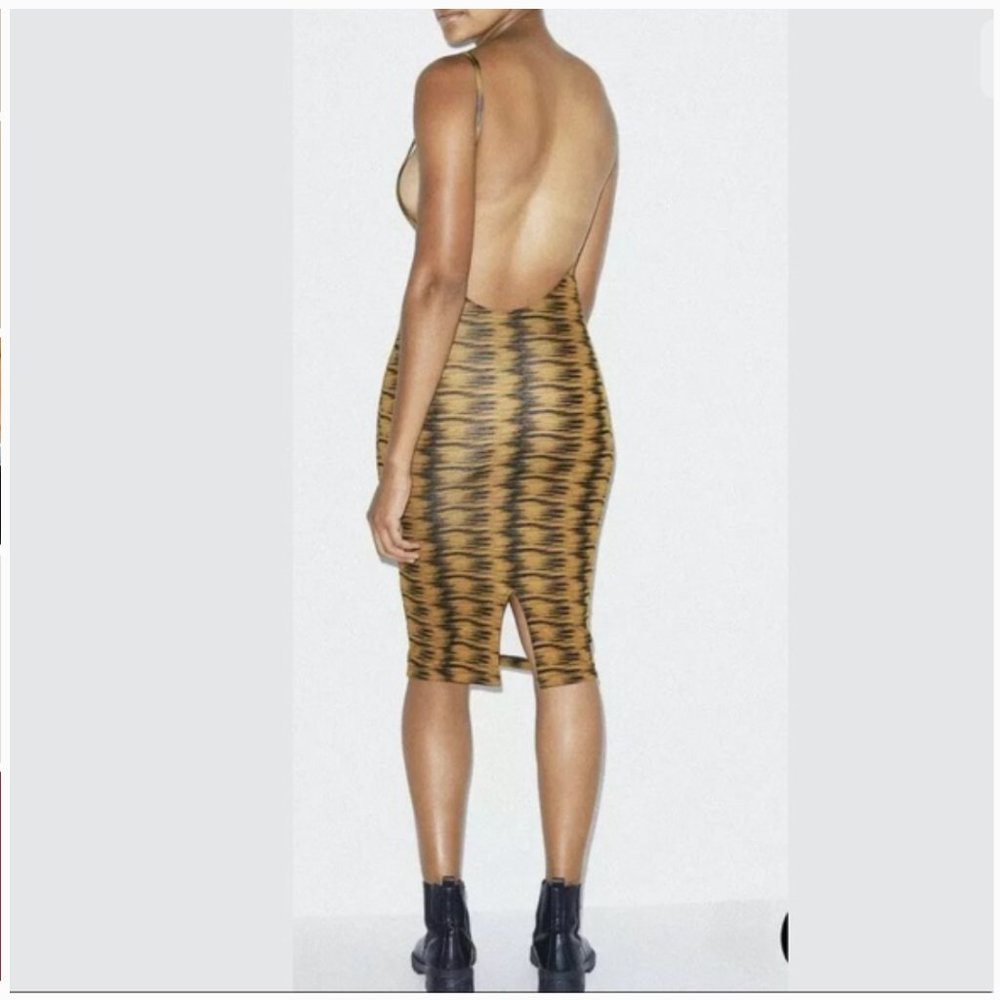 American Apparel Ponte Deep Cut Dress in Hyena